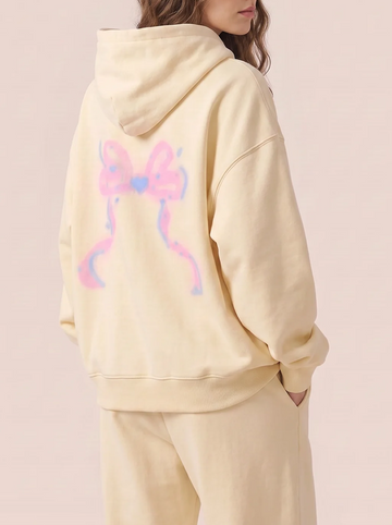Faded Bow Oversized Hoodie - Buttercream Sky