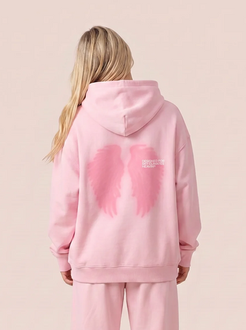 Cloud Wings Oversized Hoodie - Pink Skies