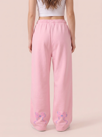 Faded Bow Heavyweight Sweatpants - Pink Skies