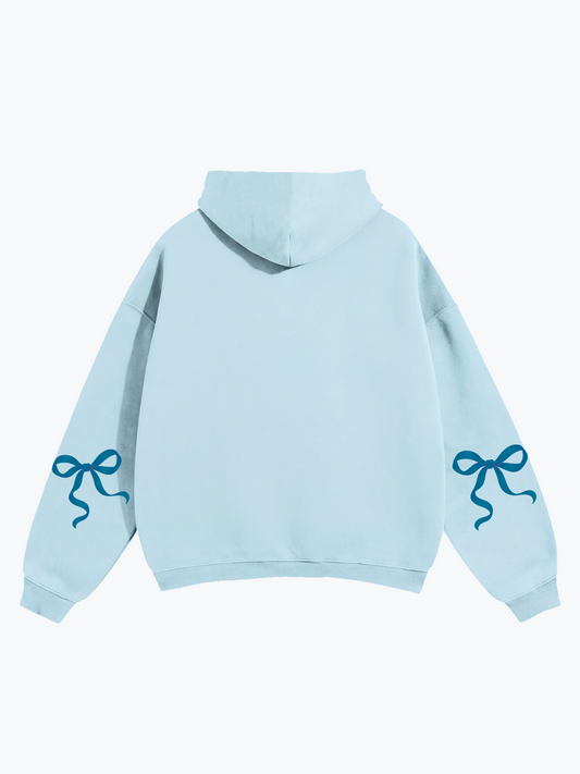 Heavin Ribbon Sleeve oversized hoodie in Daydream Blue