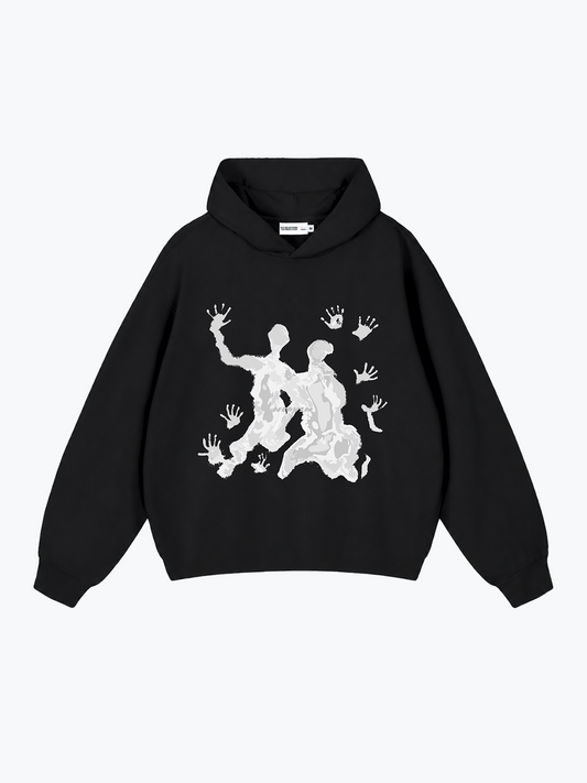 Heavin Out Of Reach oversized hoodie in White on Midnight