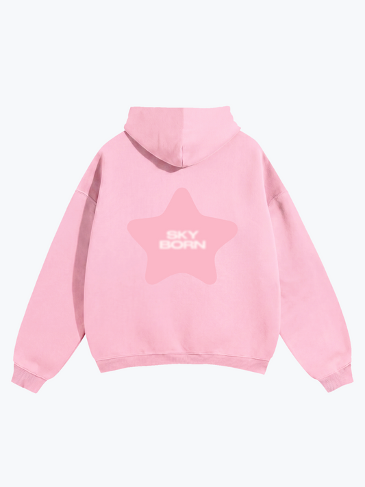Heavin Sky Born oversized hoodie in Pink Skies heavyweight fleece